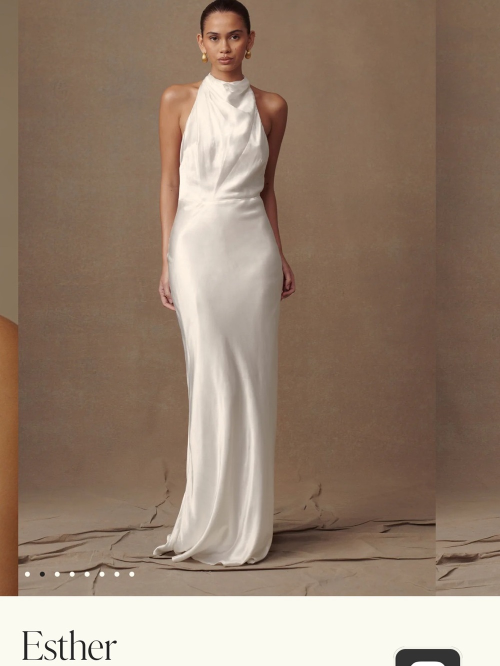 Meshki White Satin Halter Wedding Dress